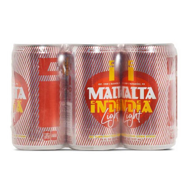 Malta India Light 8 oz Can Six pack Case 4 pack